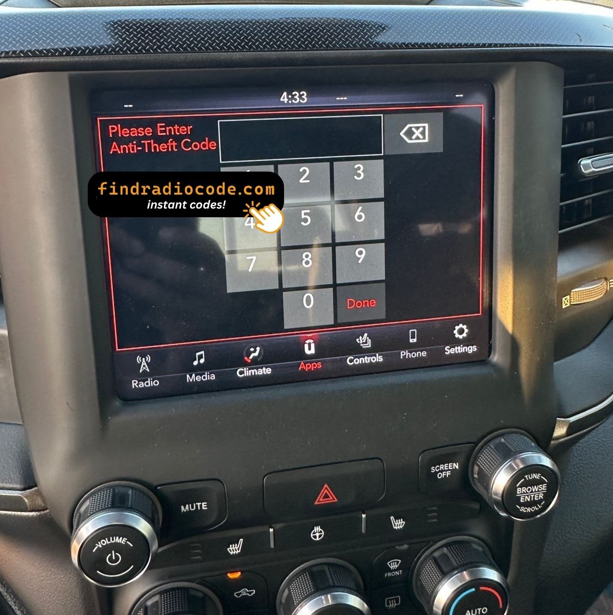 Jeep anti theft radio code screen screen asking code